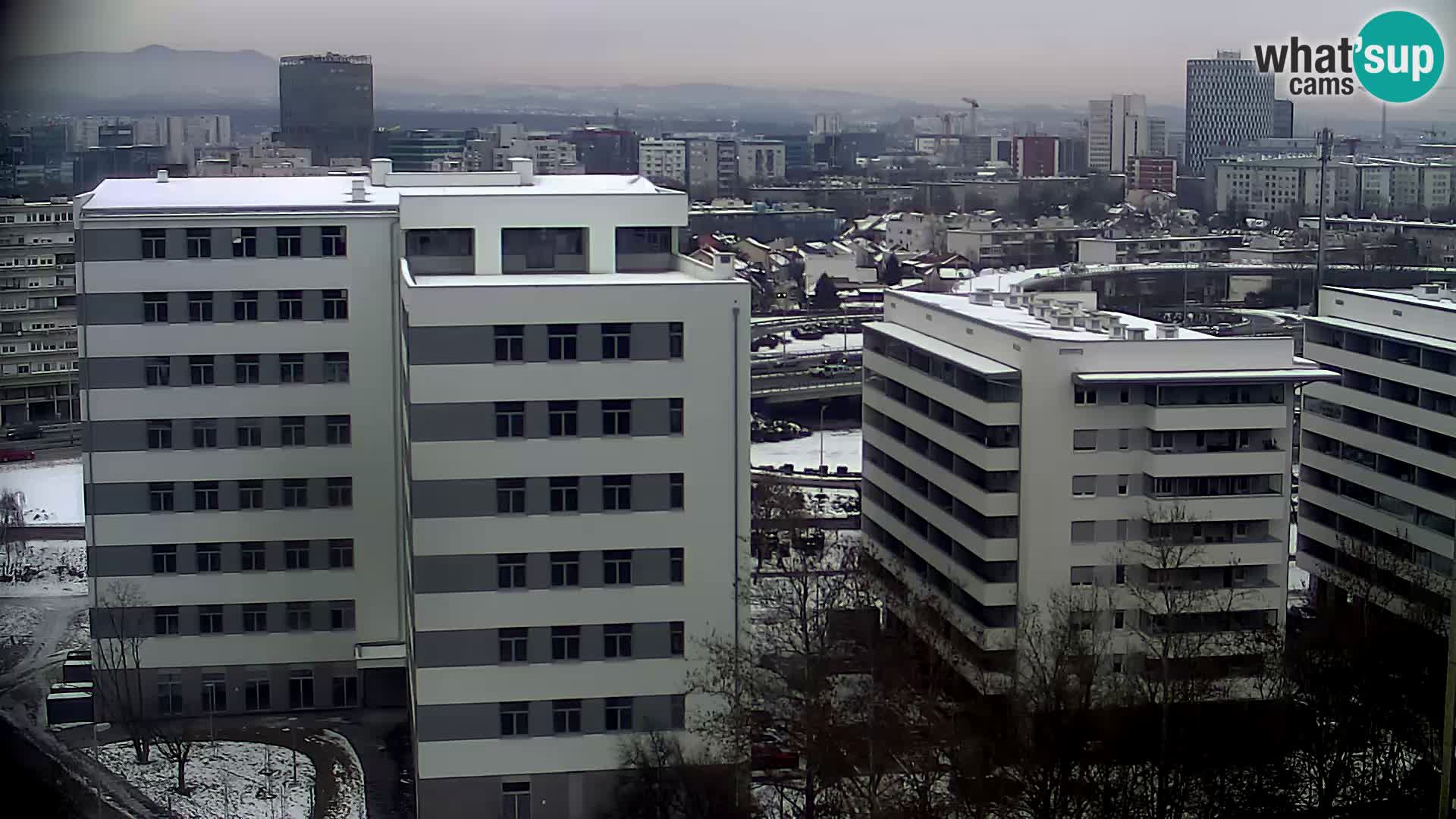 Rotonda en vivo que cruza Slavonska y Marin Držić Avenue en Zagreb webcam