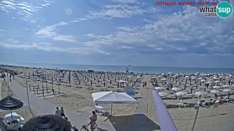 Spletna kamera na plaži v živo Villaggio Mare Blu Bibione Pineda – Italija