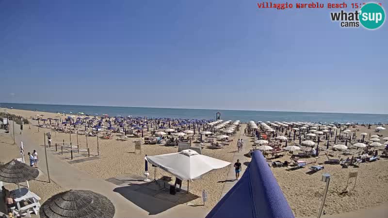 Spletna kamera na plaži v živo Villaggio Mare Blu Bibione Pineda – Italija
