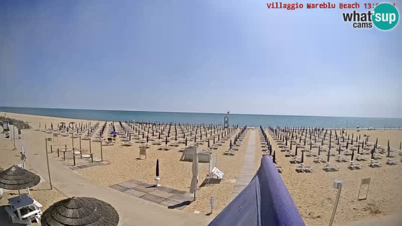 Spletna kamera na plaži v živo Villaggio Mare Blu Bibione Pineda – Italija