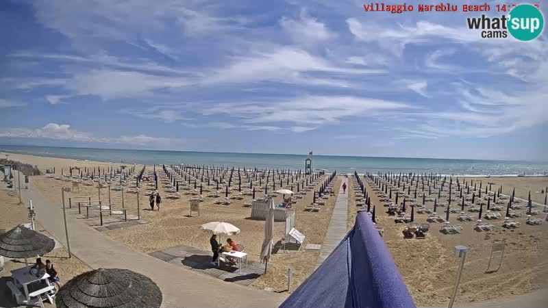 Spletna kamera na plaži v živo Villaggio Mare Blu Bibione Pineda – Italija