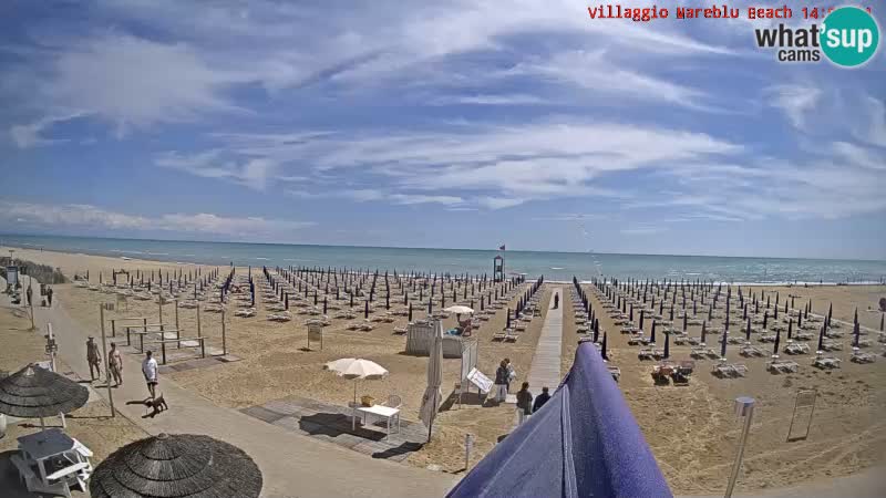 Spletna kamera na plaži v živo Villaggio Mare Blu Bibione Pineda – Italija