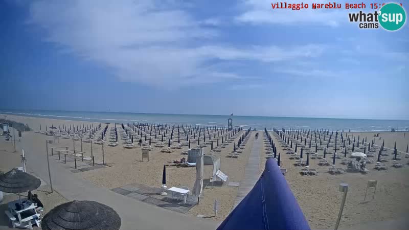 Spletna kamera na plaži v živo Villaggio Mare Blu Bibione Pineda – Italija