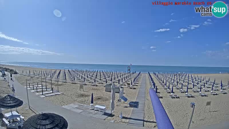 Spletna kamera na plaži v živo Villaggio Mare Blu Bibione Pineda – Italija