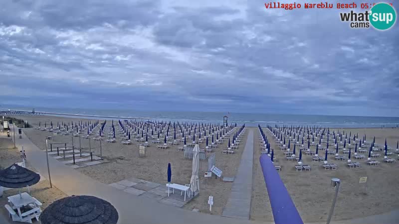 Spletna kamera na plaži v živo Villaggio Mare Blu Bibione Pineda – Italija