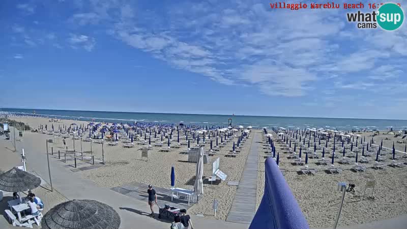 Spletna kamera na plaži v živo Villaggio Mare Blu Bibione Pineda – Italija