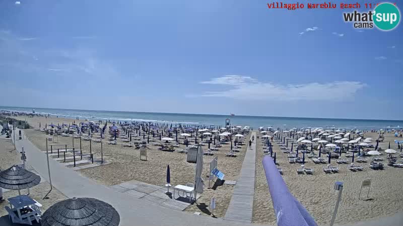 Spletna kamera na plaži v živo Villaggio Mare Blu Bibione Pineda – Italija