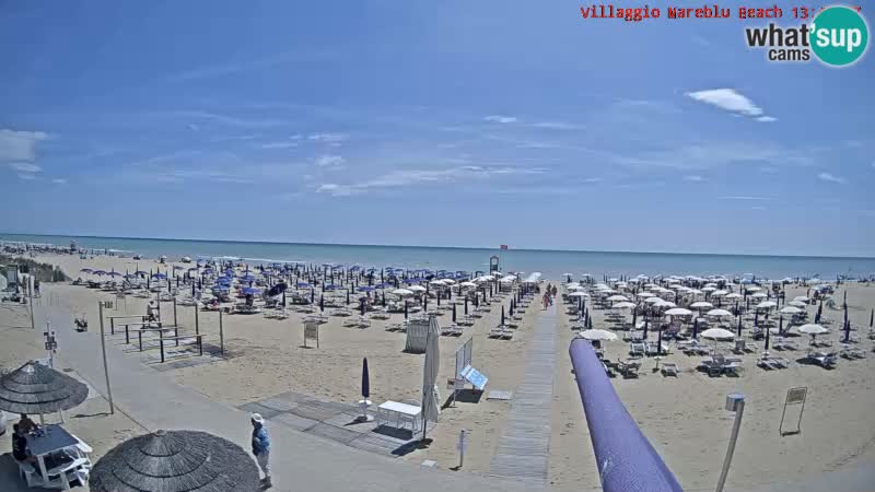 Spletna kamera na plaži v živo Villaggio Mare Blu Bibione Pineda – Italija
