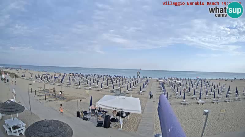 Spletna kamera na plaži v živo Villaggio Mare Blu Bibione Pineda – Italija