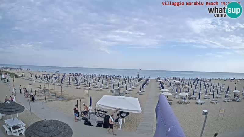 Spletna kamera na plaži v živo Villaggio Mare Blu Bibione Pineda – Italija