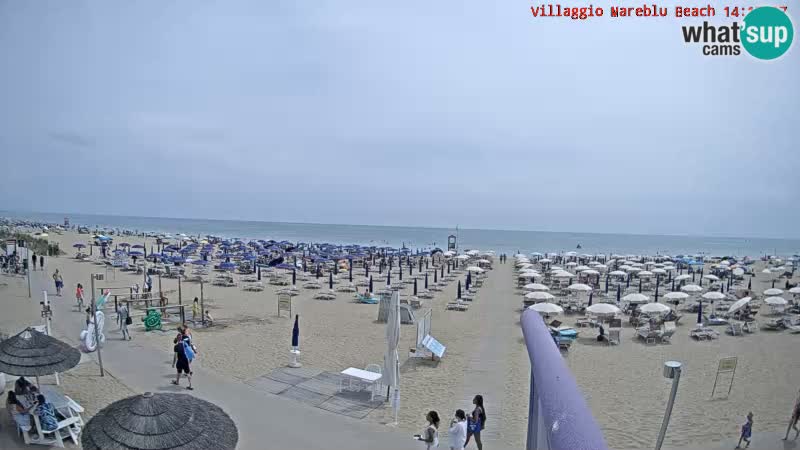 Spletna kamera na plaži v živo Villaggio Mare Blu Bibione Pineda – Italija