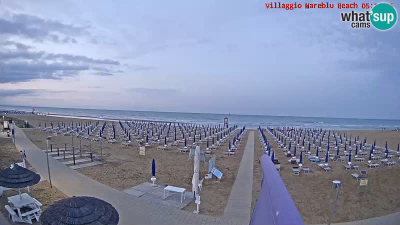 Spletna kamera na plaži v živo Villaggio Mare Blu Bibione Pineda – Italija
