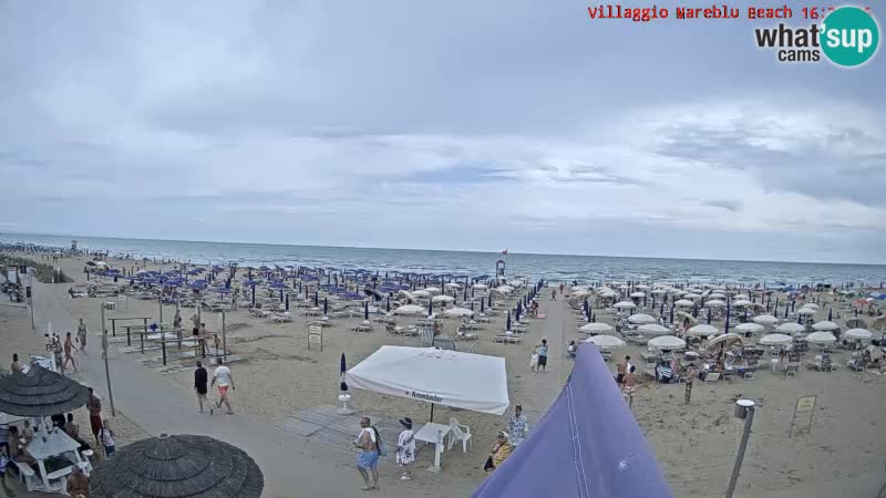Spletna kamera na plaži v živo Villaggio Mare Blu Bibione Pineda – Italija
