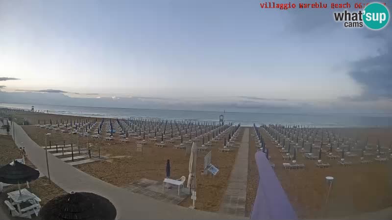 Spletna kamera na plaži v živo Villaggio Mare Blu Bibione Pineda – Italija