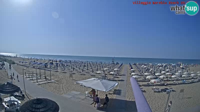 Spletna kamera na plaži v živo Villaggio Mare Blu Bibione Pineda – Italija