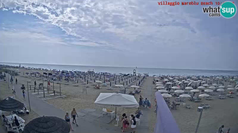 Spletna kamera na plaži v živo Villaggio Mare Blu Bibione Pineda – Italija