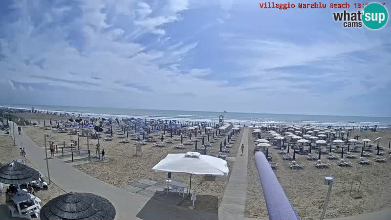 Spletna kamera na plaži v živo Villaggio Mare Blu Bibione Pineda – Italija