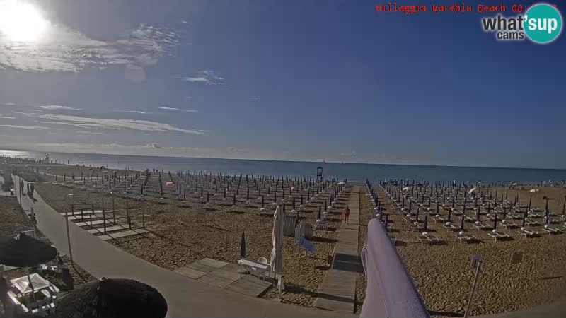 Spletna kamera na plaži v živo Villaggio Mare Blu Bibione Pineda – Italija