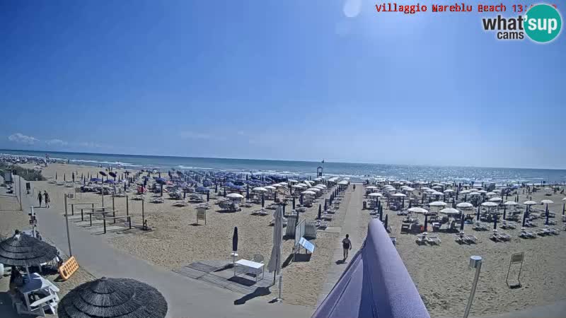 Spletna kamera na plaži v živo Villaggio Mare Blu Bibione Pineda – Italija