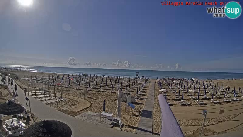 Spletna kamera na plaži v živo Villaggio Mare Blu Bibione Pineda – Italija