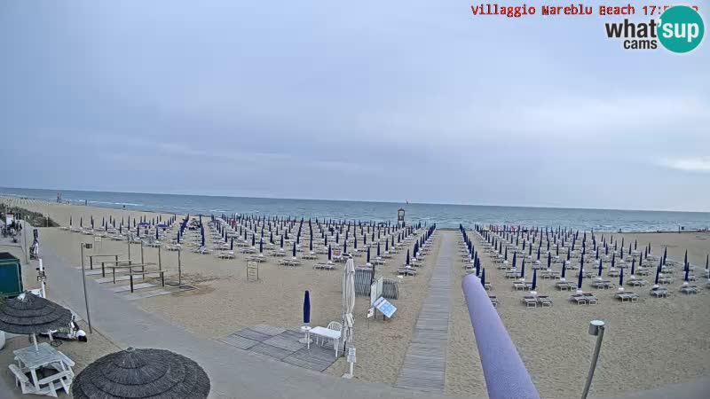 Spletna kamera na plaži v živo Villaggio Mare Blu Bibione Pineda – Italija