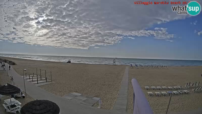 Spletna kamera na plaži v živo Villaggio Mare Blu Bibione Pineda – Italija