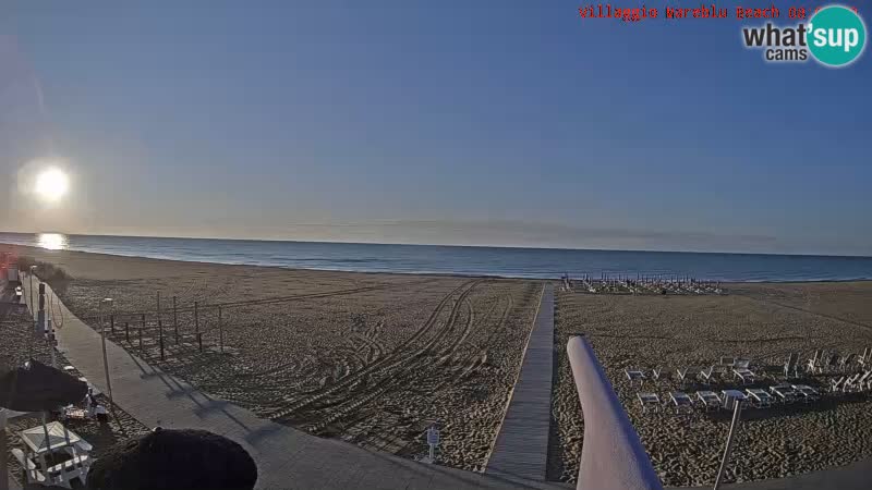 Spletna kamera na plaži v živo Villaggio Mare Blu Bibione Pineda – Italija