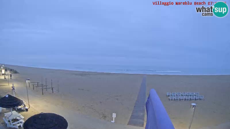 Spletna kamera na plaži v živo Villaggio Mare Blu Bibione Pineda – Italija