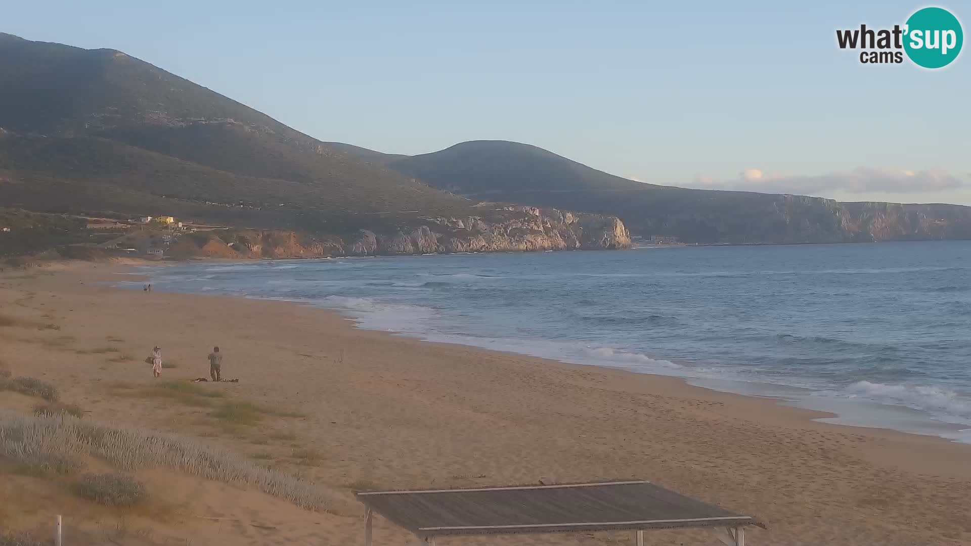 Live-Webcam am Strand von San Nicolò in Buggerru, Sardinien – Beobachten Sie die Wellen und den Sonnenuntergang