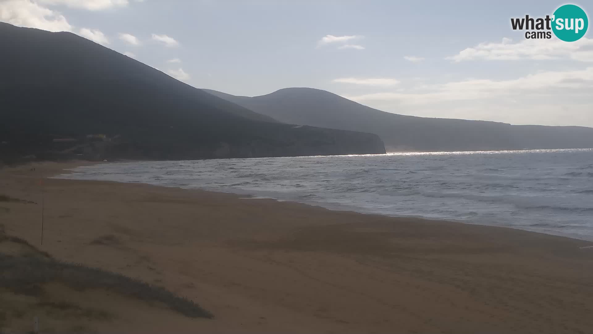 Live-Webcam am Strand von San Nicolò in Buggerru, Sardinien – Beobachten Sie die Wellen und den Sonnenuntergang