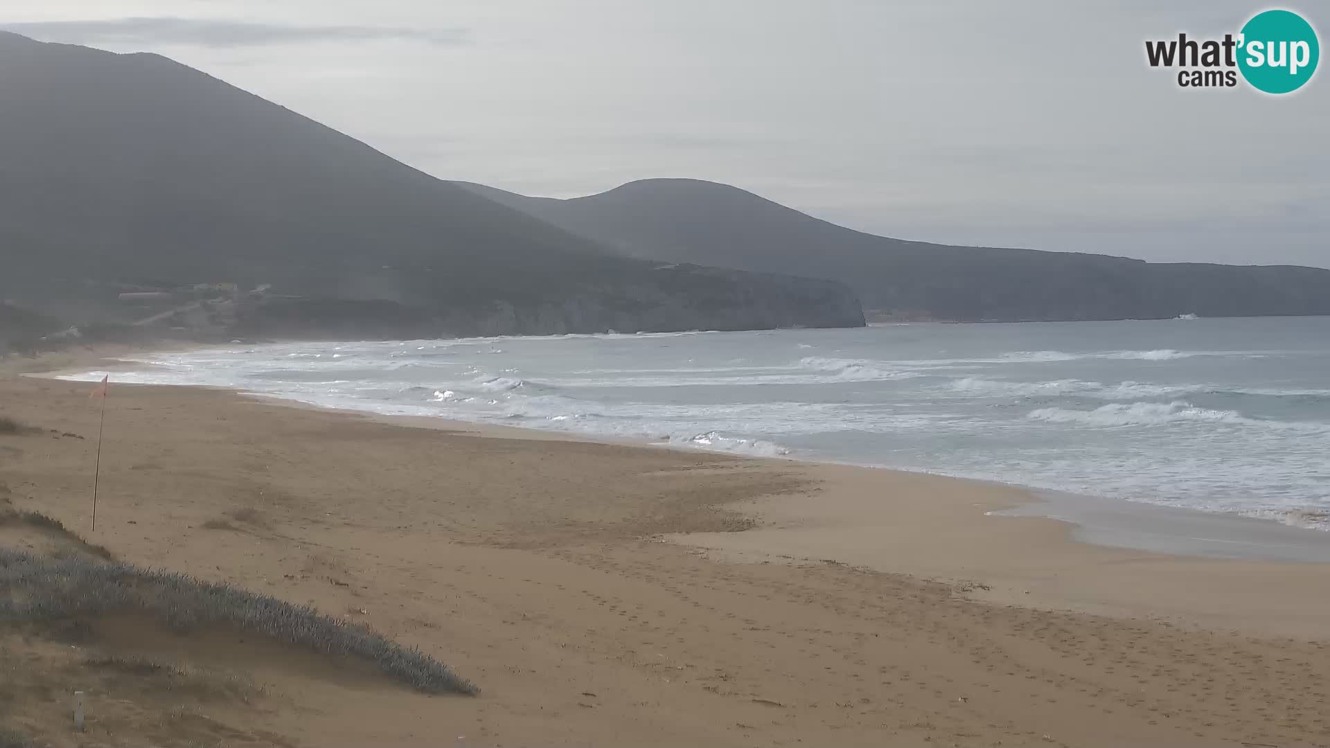 Live-Webcam am Strand von San Nicolò in Buggerru, Sardinien – Beobachten Sie die Wellen und den Sonnenuntergang