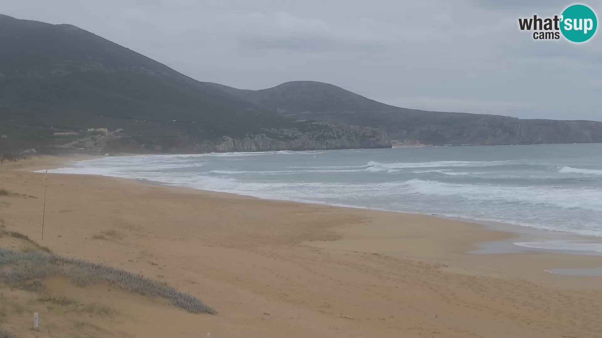 Live-Webcam am Strand von San Nicolò in Buggerru, Sardinien – Beobachten Sie die Wellen und den Sonnenuntergang