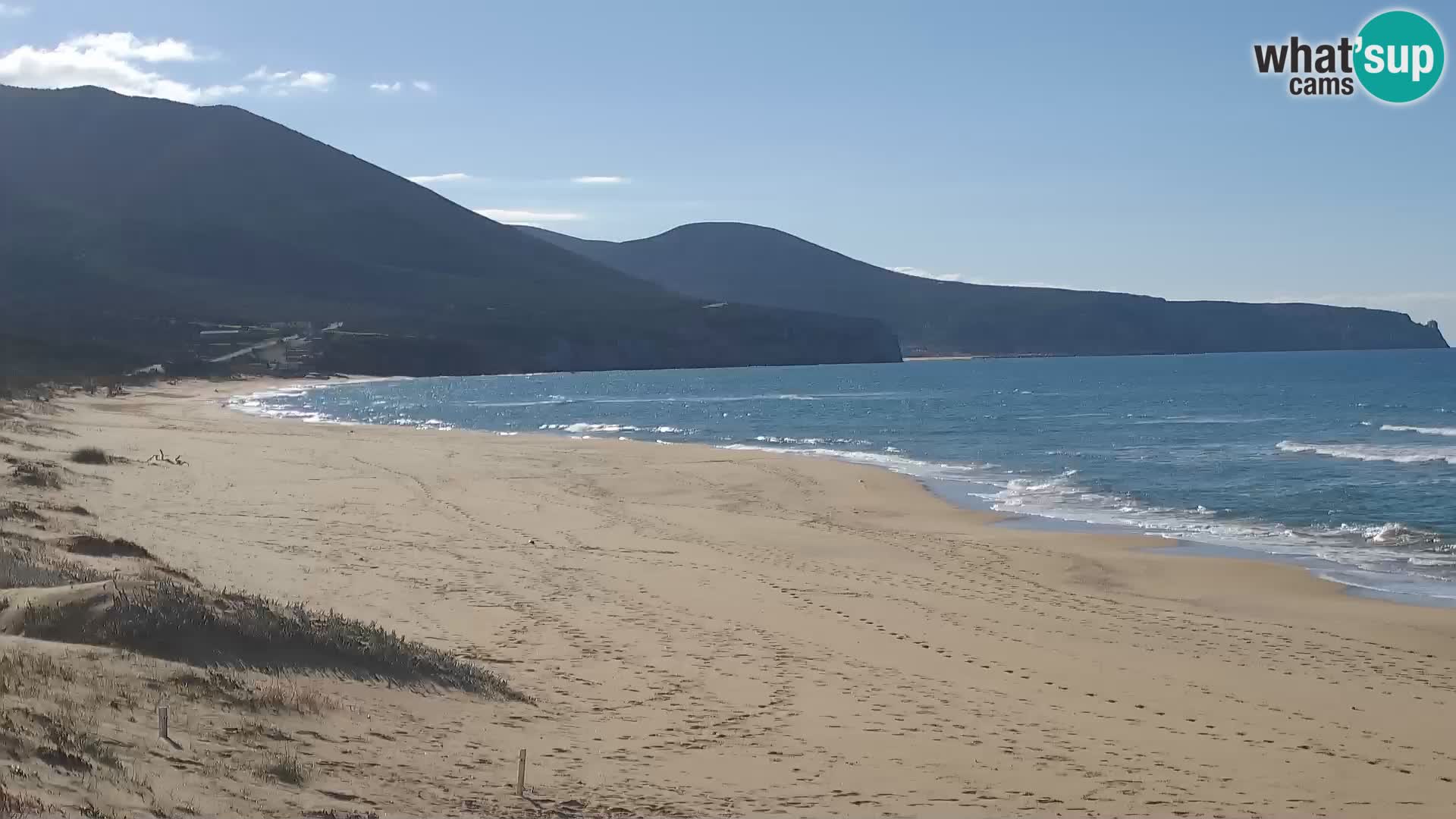 Live-Webcam am Strand von San Nicolò in Buggerru, Sardinien – Beobachten Sie die Wellen und den Sonnenuntergang