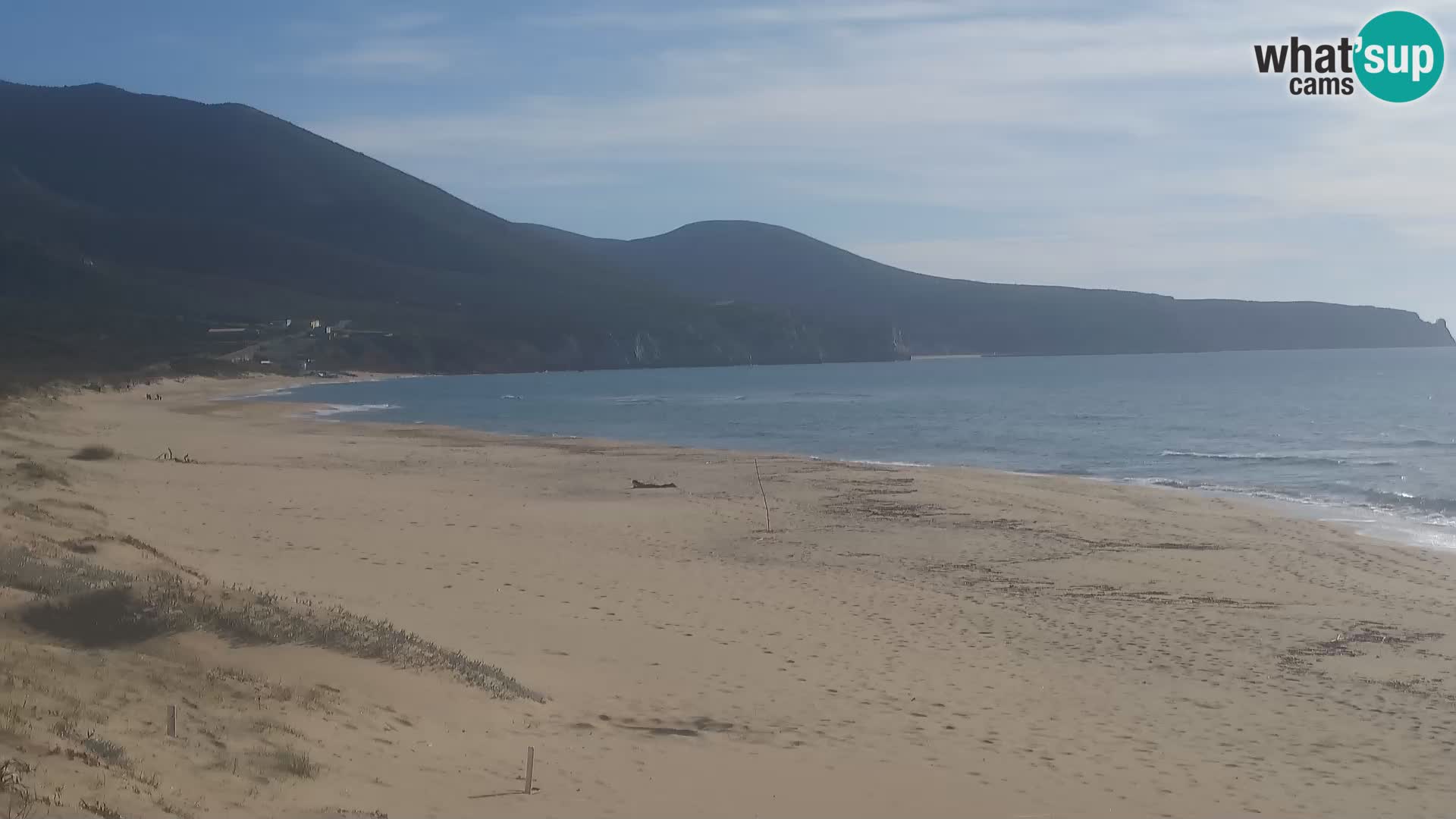 Live-Webcam am Strand von San Nicolò in Buggerru, Sardinien – Beobachten Sie die Wellen und den Sonnenuntergang