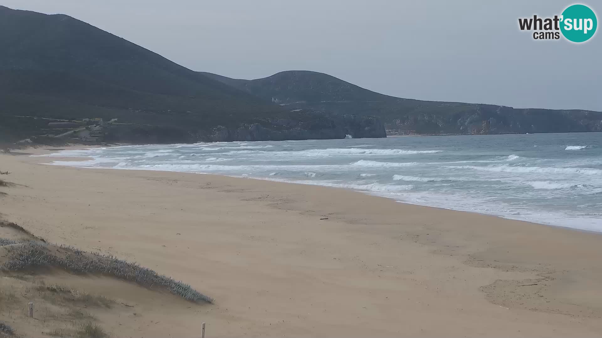 Live-Webcam am Strand von San Nicolò in Buggerru, Sardinien – Beobachten Sie die Wellen und den Sonnenuntergang