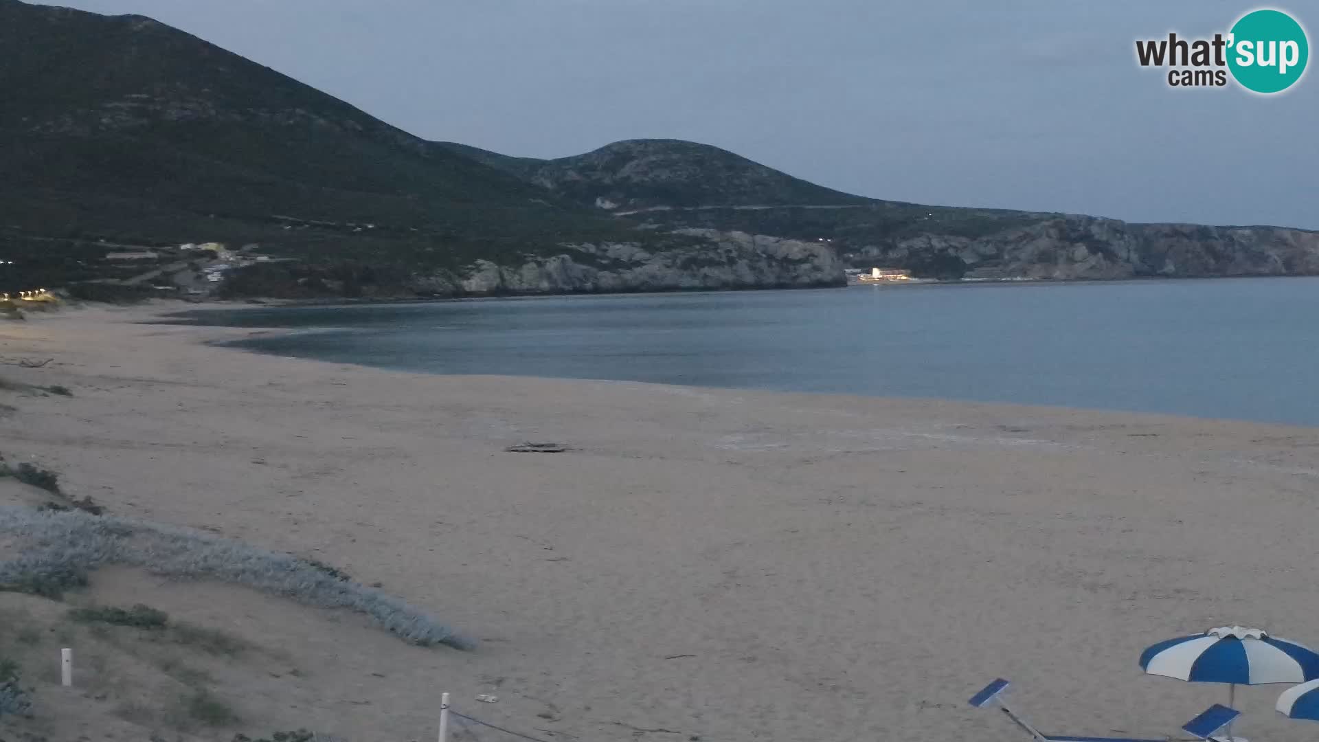 Live-Webcam am Strand von San Nicolò in Buggerru, Sardinien – Beobachten Sie die Wellen und den Sonnenuntergang
