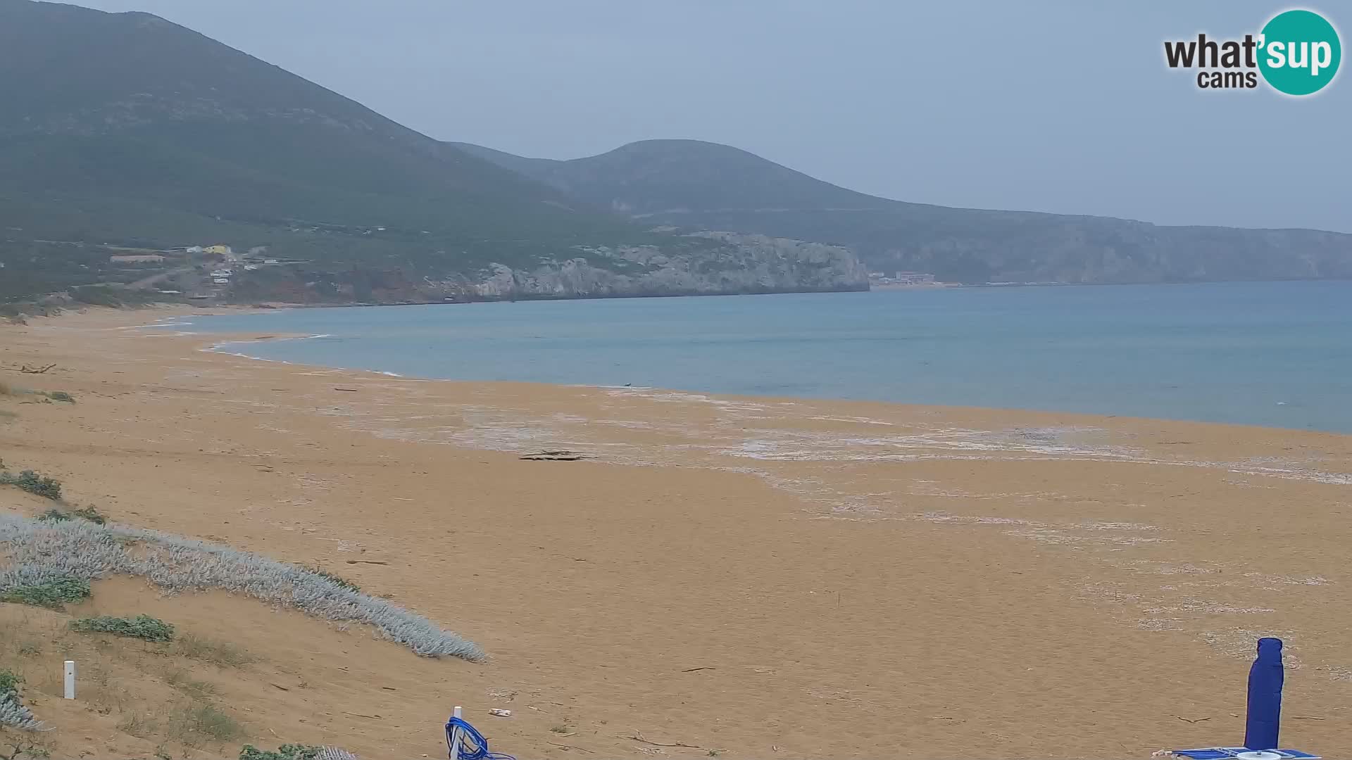 Live-Webcam am Strand von San Nicolò in Buggerru, Sardinien – Beobachten Sie die Wellen und den Sonnenuntergang