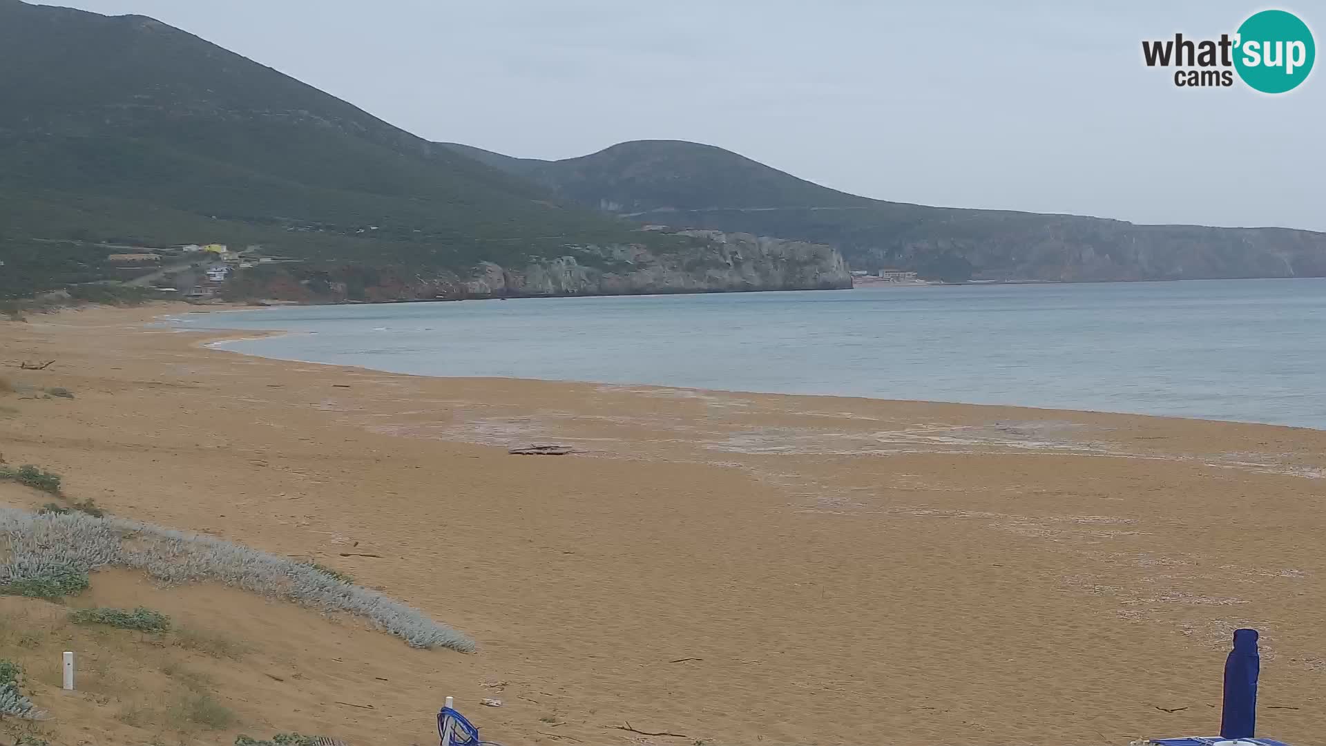 Live-Webcam am Strand von San Nicolò in Buggerru, Sardinien – Beobachten Sie die Wellen und den Sonnenuntergang