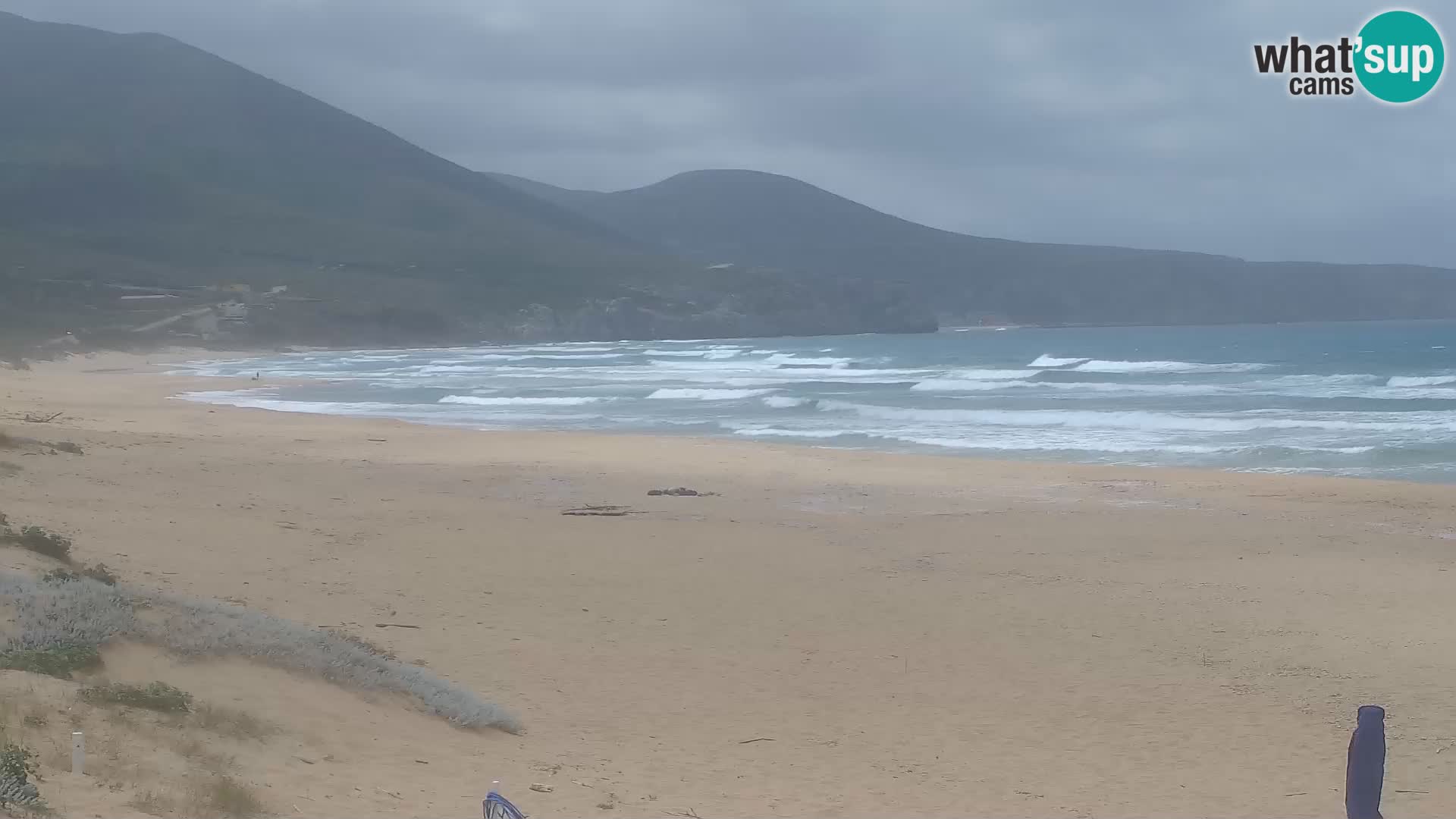 Live-Webcam am Strand von San Nicolò in Buggerru, Sardinien – Beobachten Sie die Wellen und den Sonnenuntergang