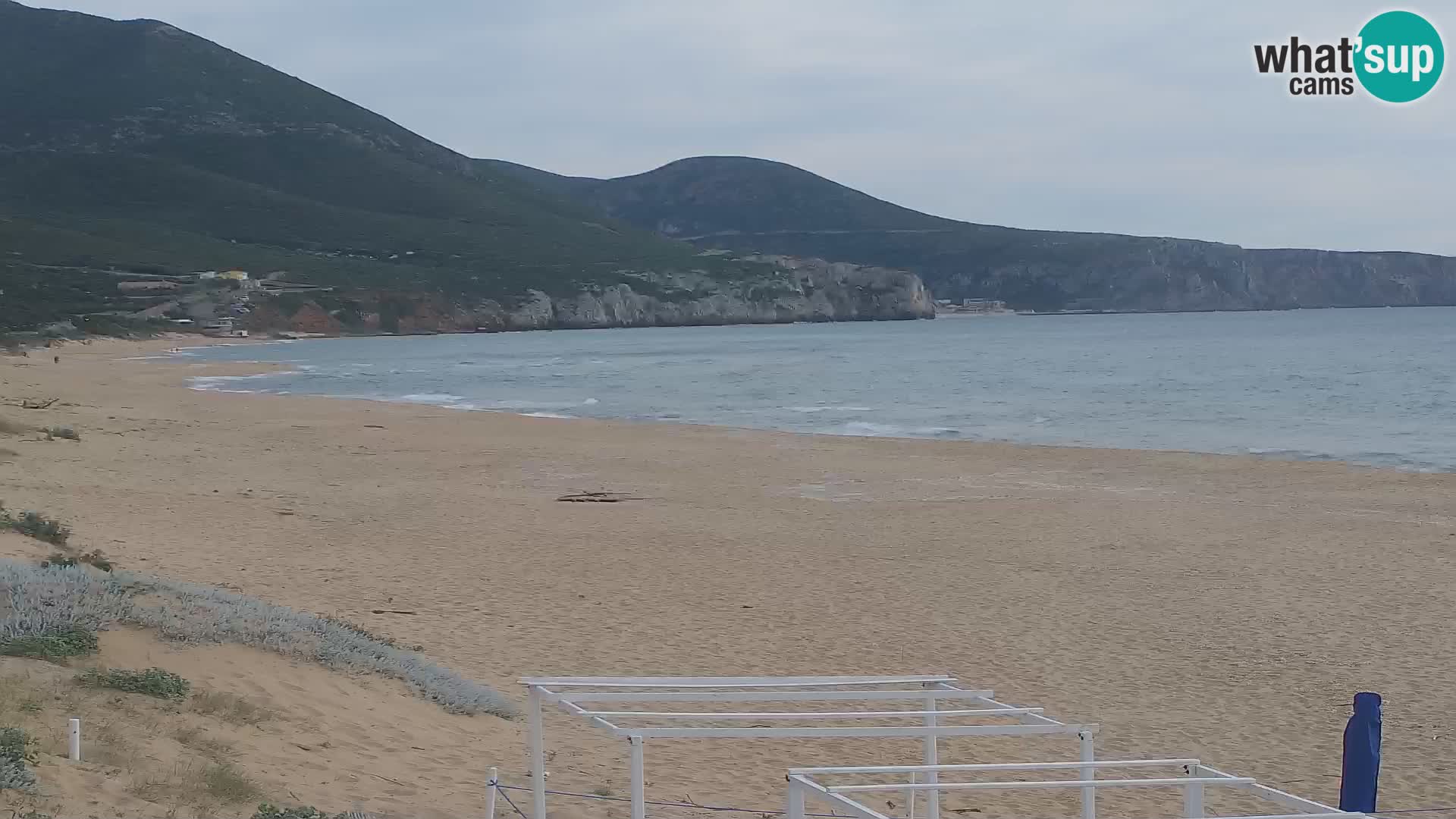 Live-Webcam am Strand von San Nicolò in Buggerru, Sardinien – Beobachten Sie die Wellen und den Sonnenuntergang