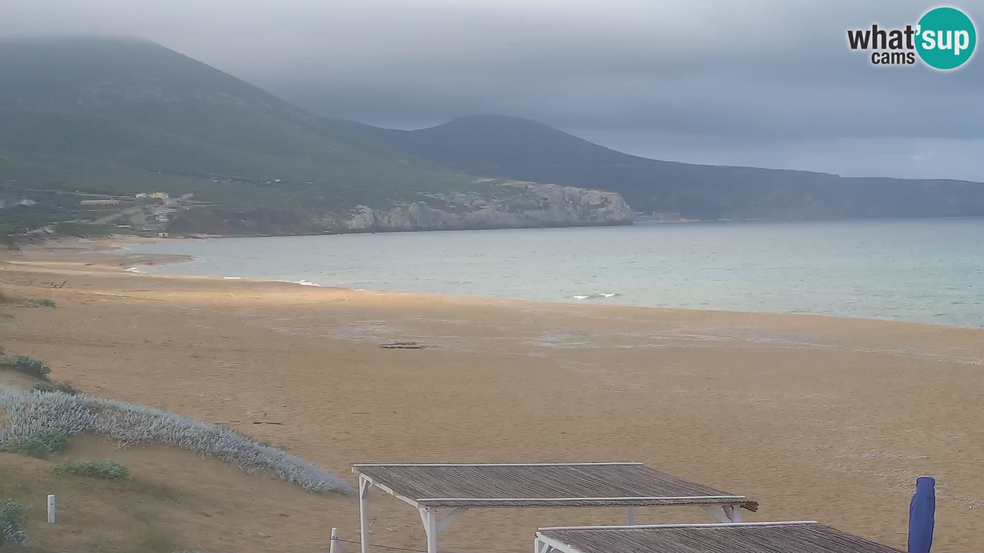 Live-Webcam am Strand von San Nicolò in Buggerru, Sardinien – Beobachten Sie die Wellen und den Sonnenuntergang