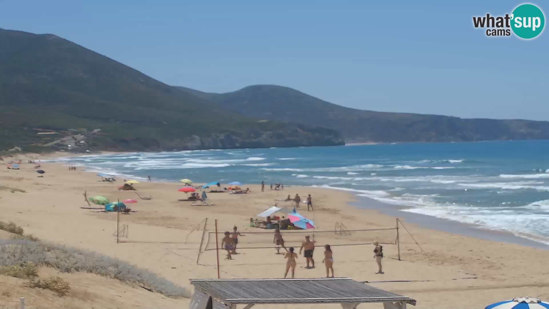 Live-Webcam am Strand von San Nicolò in Buggerru, Sardinien – Beobachten Sie die Wellen und den Sonnenuntergang