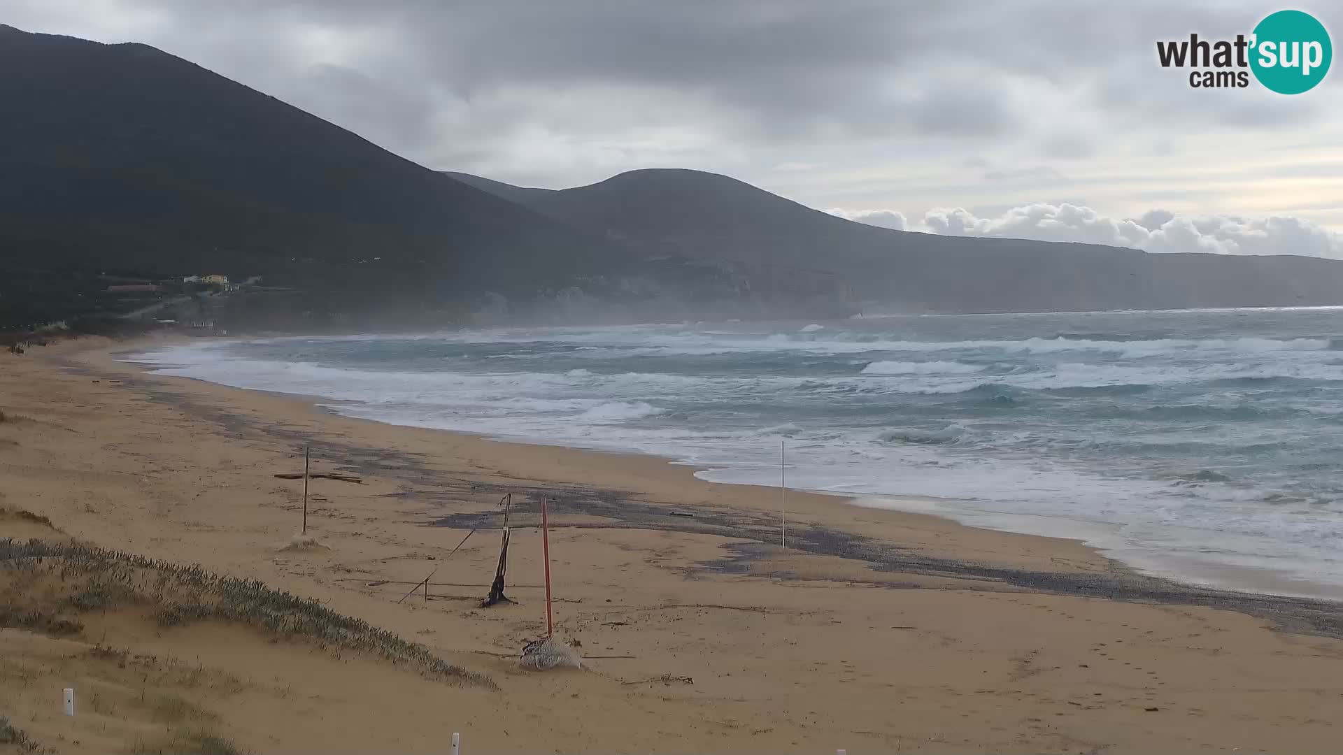 Live-Webcam am Strand von San Nicolò in Buggerru, Sardinien – Beobachten Sie die Wellen und den Sonnenuntergang
