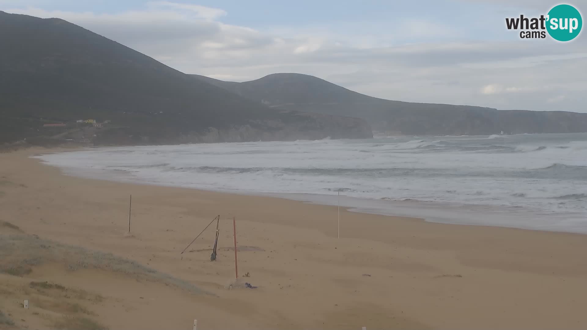 Live-Webcam am Strand von San Nicolò in Buggerru, Sardinien – Beobachten Sie die Wellen und den Sonnenuntergang