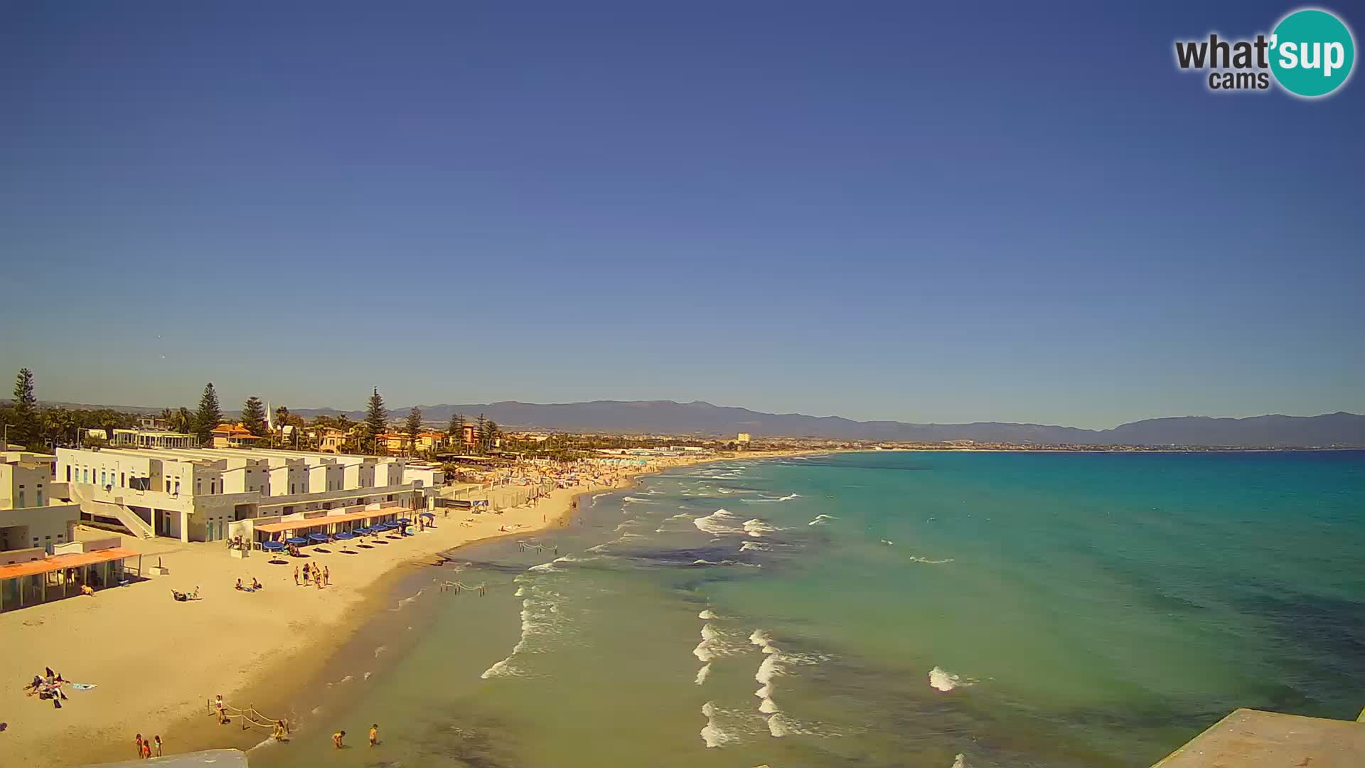 Spletna kamera v živo Cagliarski zaliv – plaža Poetto – Sardinija