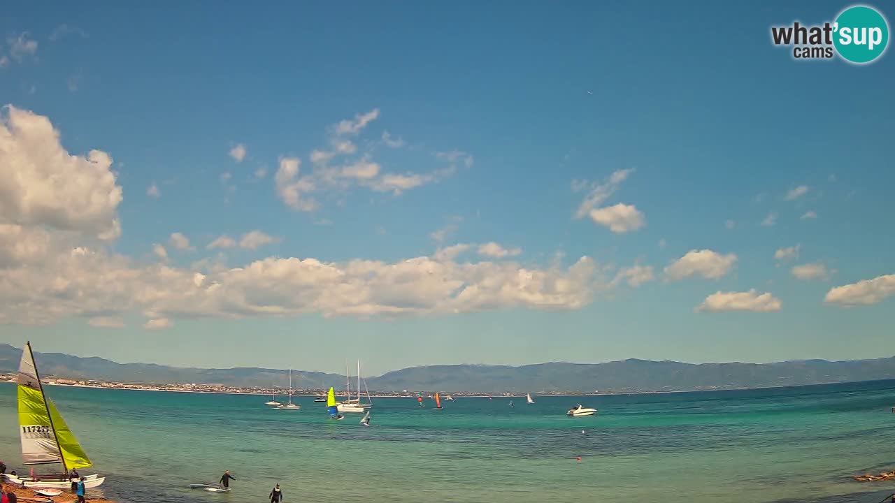 Spletna kamera Cagliari Windsurf Club – Pogled v živo s plaže Poetto