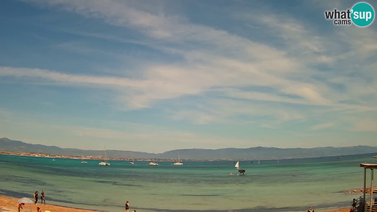 Spletna kamera Cagliari Windsurf Club – Pogled v živo s plaže Poetto