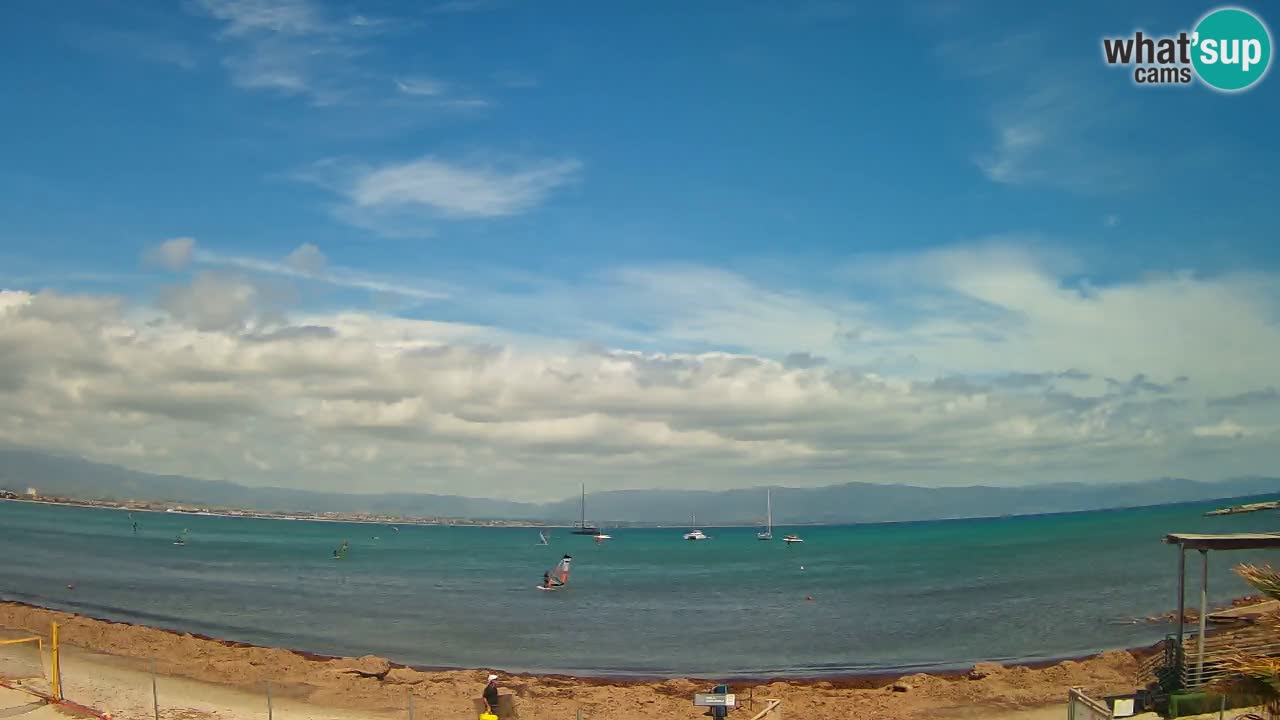 Spletna kamera Cagliari Windsurf Club – Pogled v živo s plaže Poetto