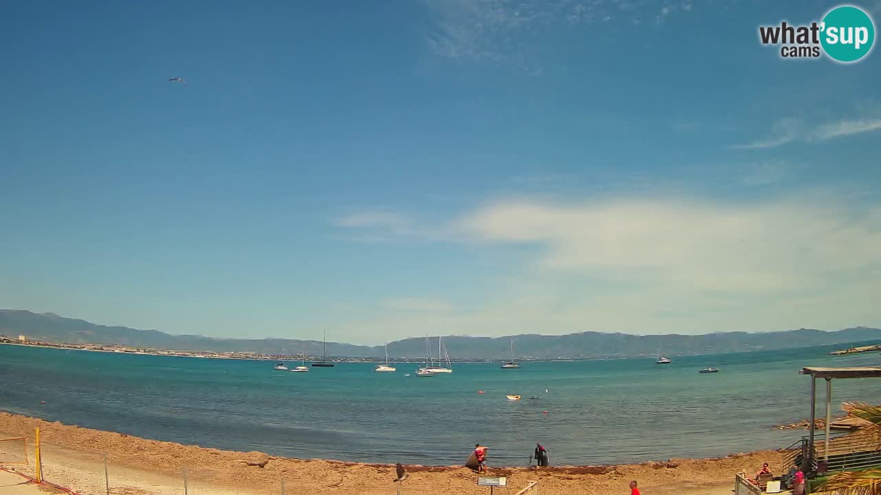 Spletna kamera Cagliari Windsurf Club – Pogled v živo s plaže Poetto