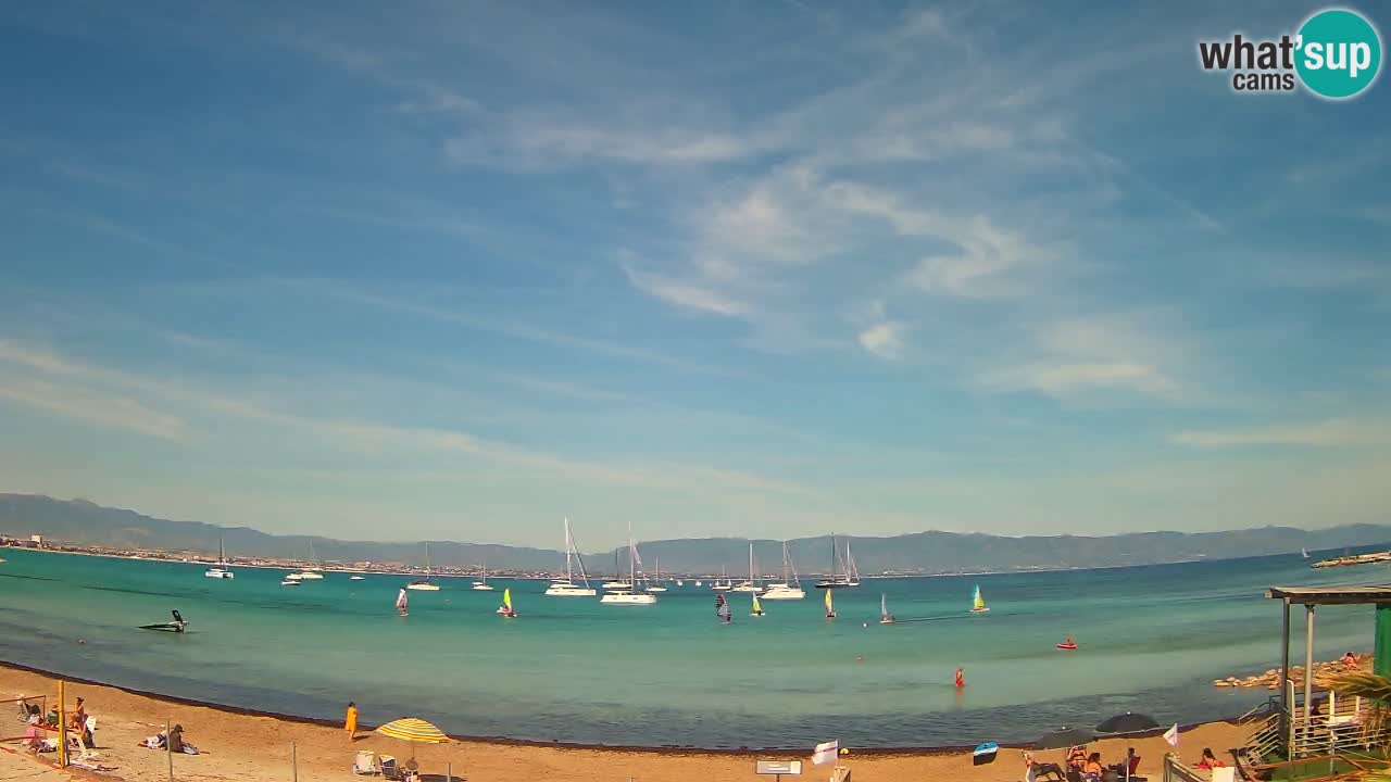 Spletna kamera Cagliari Windsurf Club – Pogled v živo s plaže Poetto